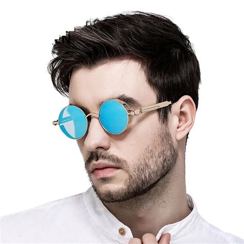 round mirrored sunglasses men's.